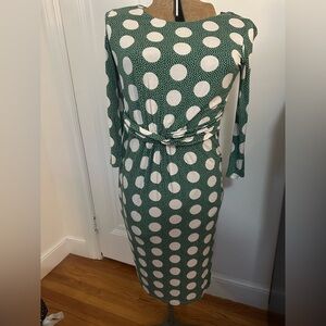Boden Green Polka Dot Midi Dress